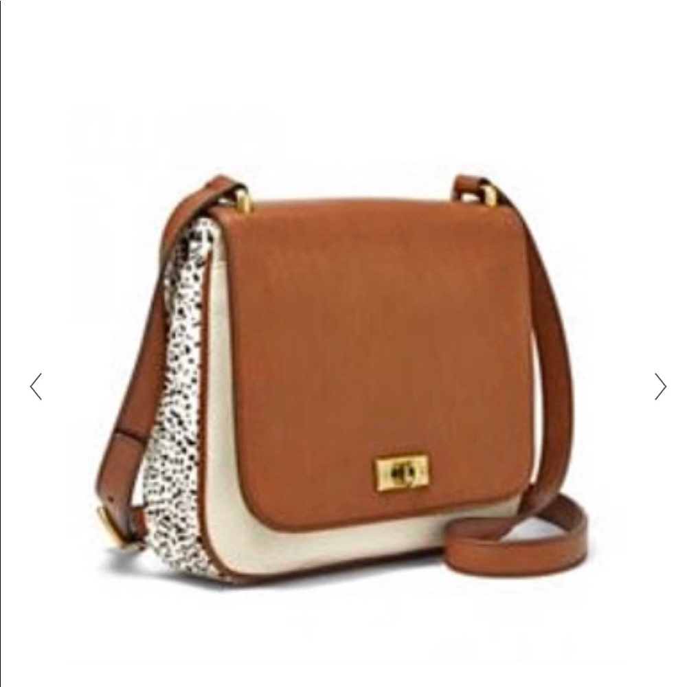 Fossil Brown and Cream Crossbody Bag